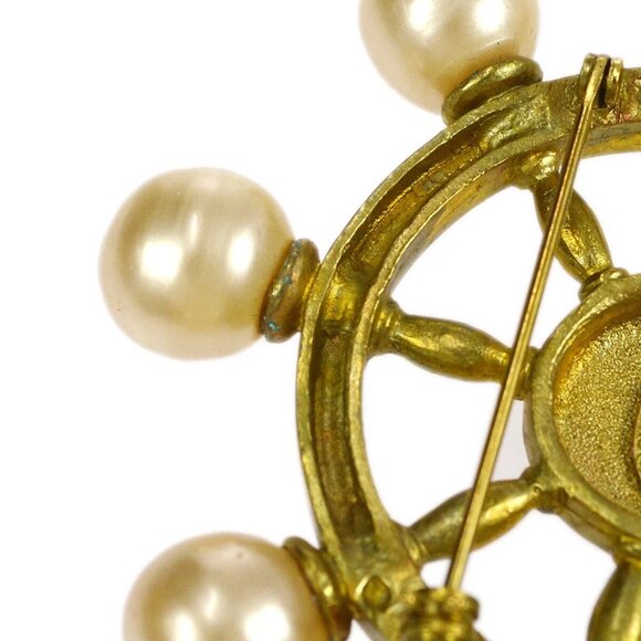 Chanel Artificial Pearl Rudder Charm Brooch Pin 94P 99632 - Picture 4 of 6